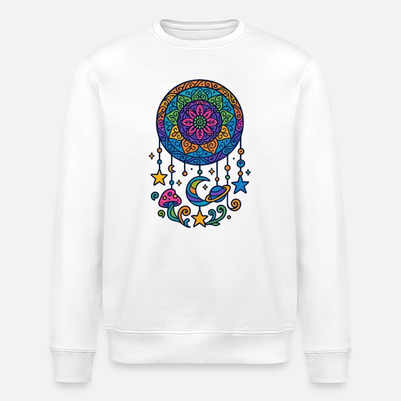 Psychedelischer Traumfänger im Universum - Stanley/Stella Unisex Bio-Sweatshirt ROLLER - Weiß
