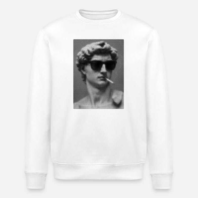 David Michelangelo smoking a cigarette - Stanley/Stella ROLLER Unisex Organic Sweatshirt - white