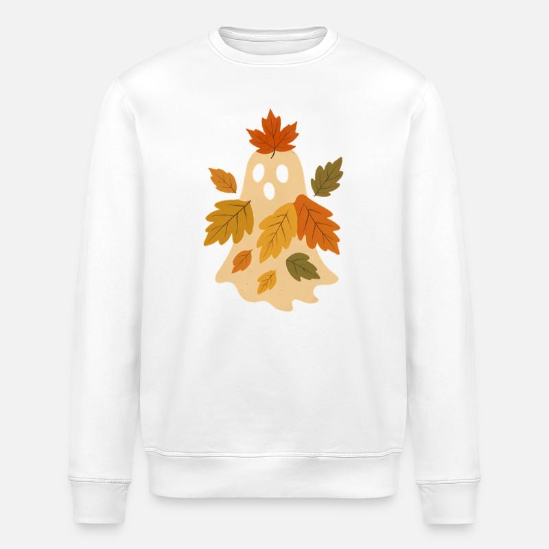 Herbstgeist mit Blättern - Sweat bio ROLLER Stanley/Stella Unisexe - blanc