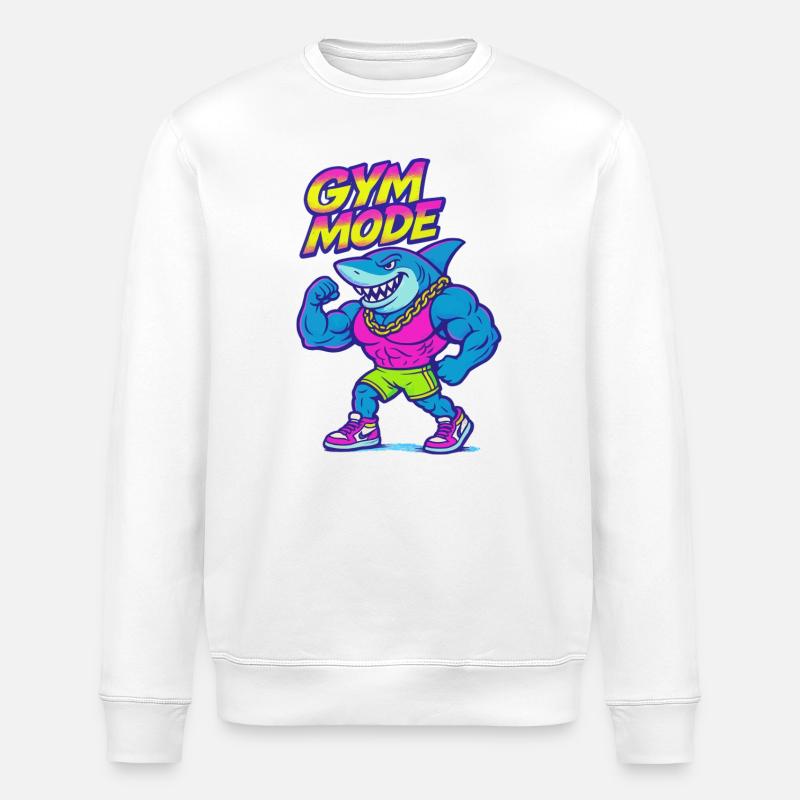 Gym Mode Hai Muskelheld - Stanley/Stella Unisex Bio-Sweatshirt ROLLER - Weiß