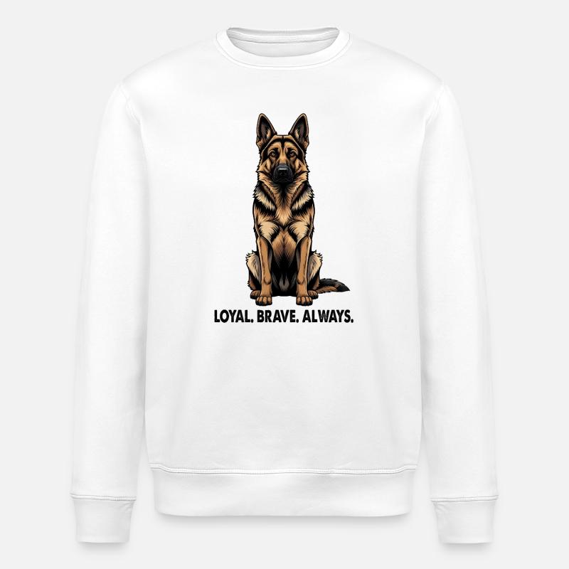 Deutscher Schäferhund Loyal Brave Always - Stanley/Stella Unisex Bio-Sweatshirt ROLLER - Weiß