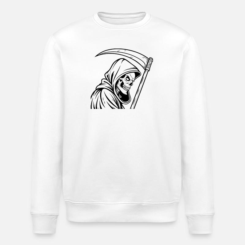 Reaper Design Grim Reaper with Scythe - Stanley/Stella ROLLER Unisex Organic Sweatshirt - white