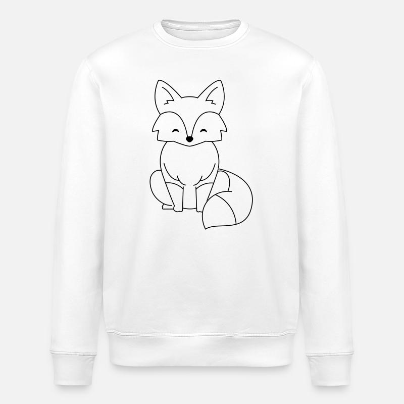 Comic Fox in Black - Stanley/Stella ROLLER Unisex Organic Sweatshirt - white