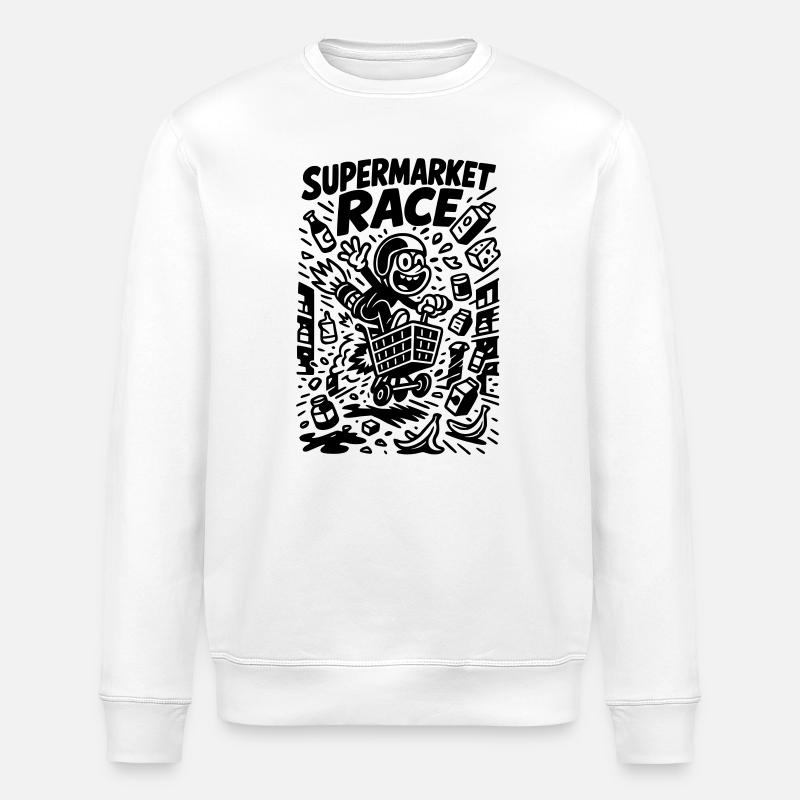 Supermarché Course Enfants Drôle - Sweat bio ROLLER Stanley/Stella Unisexe - blanc