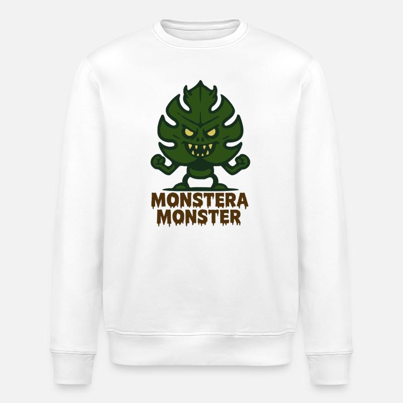 Monstera Monster  - Stanley/Stella Unisex Bio-Sweatshirt ROLLER - Weiß
