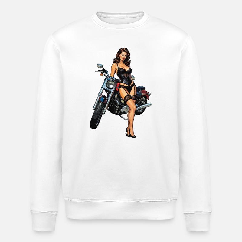 Fille du Pin Up avec Moto - Sweat bio ROLLER Stanley/Stella Unisexe - blanc