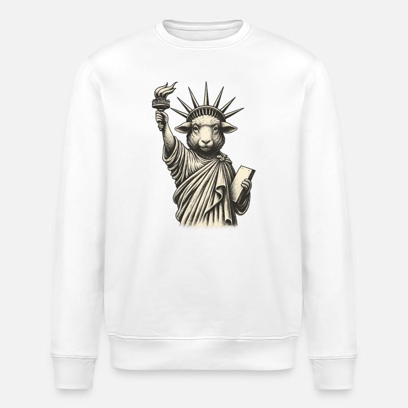 Statue du mouton de la Liberté - Sweat bio ROLLER Stanley/Stella Unisexe - blanc