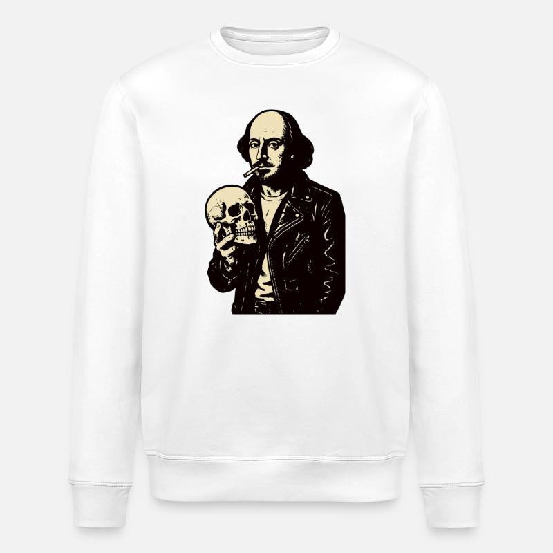 William Shakespeare mit Schädelporträt - Stanley/Stella Unisex Bio-Sweatshirt ROLLER - Weiß