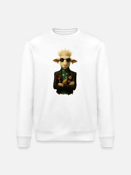 Punkgoat with star band - Stanley/Stella ROLLER Unisex Organic Sweatshirt - white