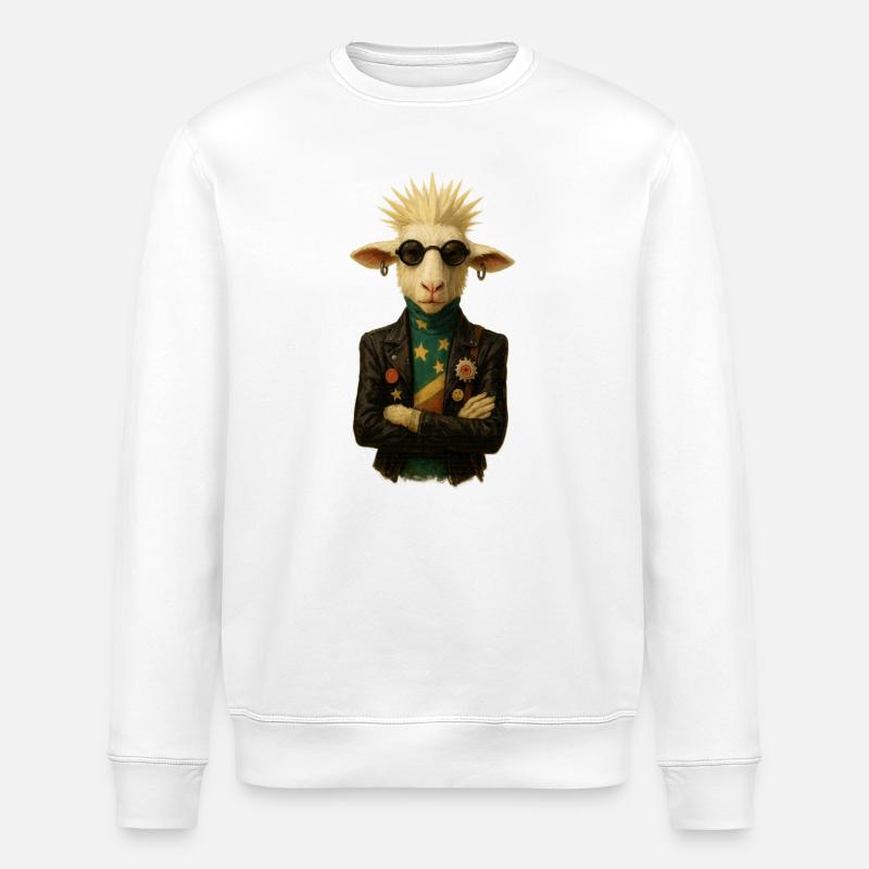 Punkgoat with star band - Stanley/Stella ROLLER Unisex Organic Sweatshirt - white