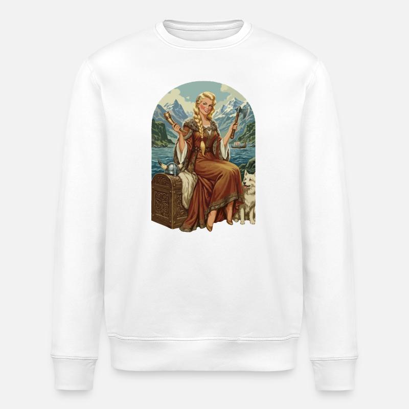 Norwegerin mit Hund - Stanley/Stella Unisex Bio-Sweatshirt ROLLER - Weiß