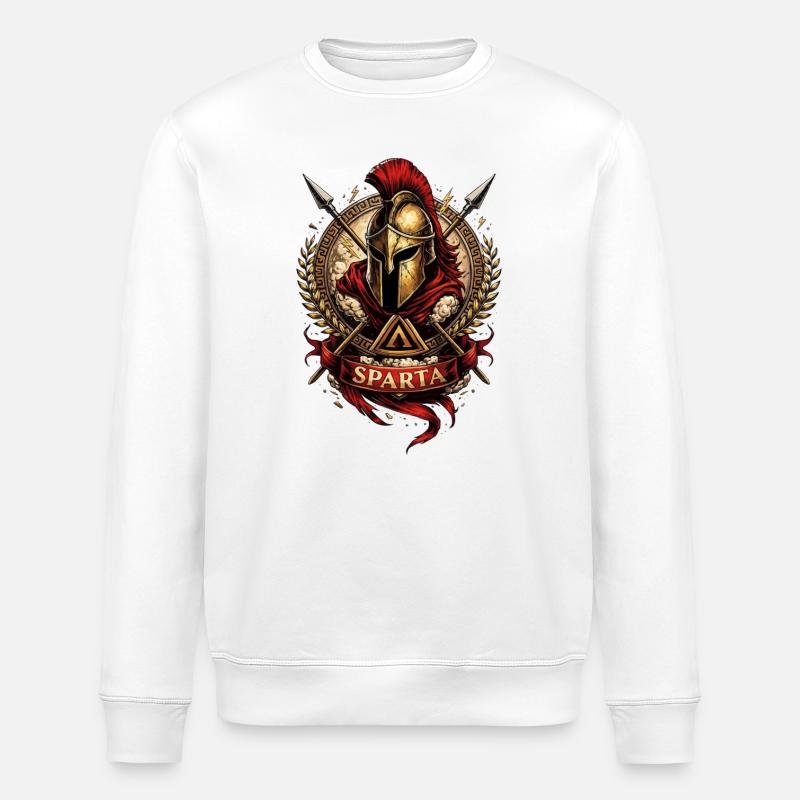 Sparta Helm Krieger Motiv - Stanley/Stella Unisex Bio-Sweatshirt ROLLER - Weiß