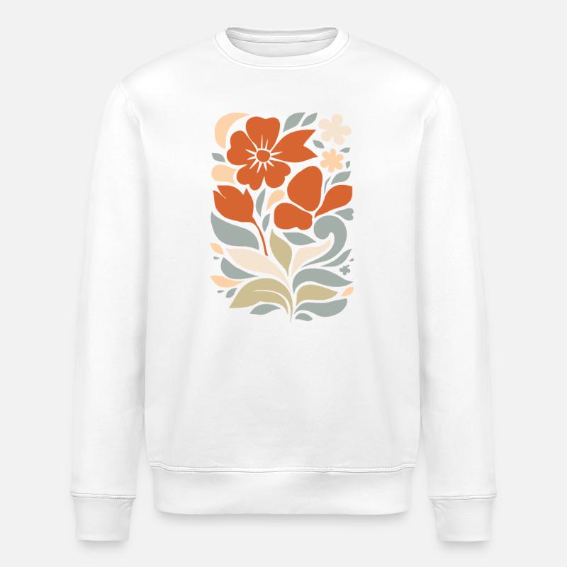 Abstract Floral Pattern Illustration - Stanley/Stella ROLLER Unisex Organic Sweatshirt - white