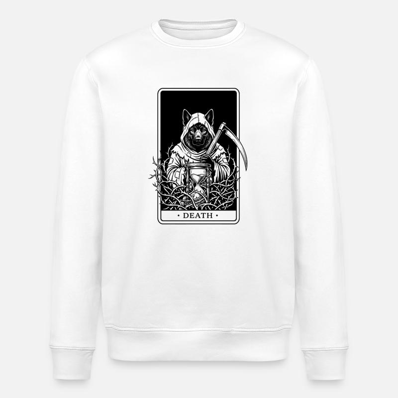 Eurasier | Death | Tarot - Stanley/Stella Unisex Bio-Sweatshirt ROLLER - Weiß