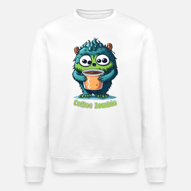 Kaffeemonster  - Koffein Zombie - Morgenmuffel - Stanley/Stella Unisex Bio-Sweatshirt ROLLER - Weiß