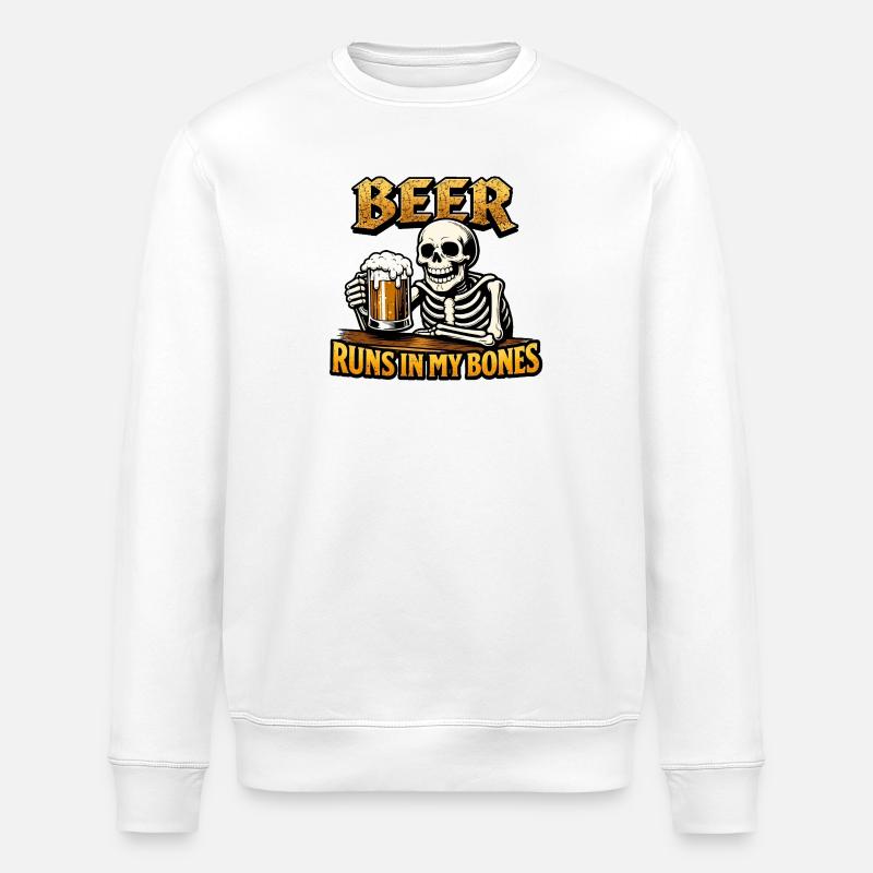 Squelette de bière et bière - Sweat bio ROLLER Stanley/Stella Unisexe - blanc