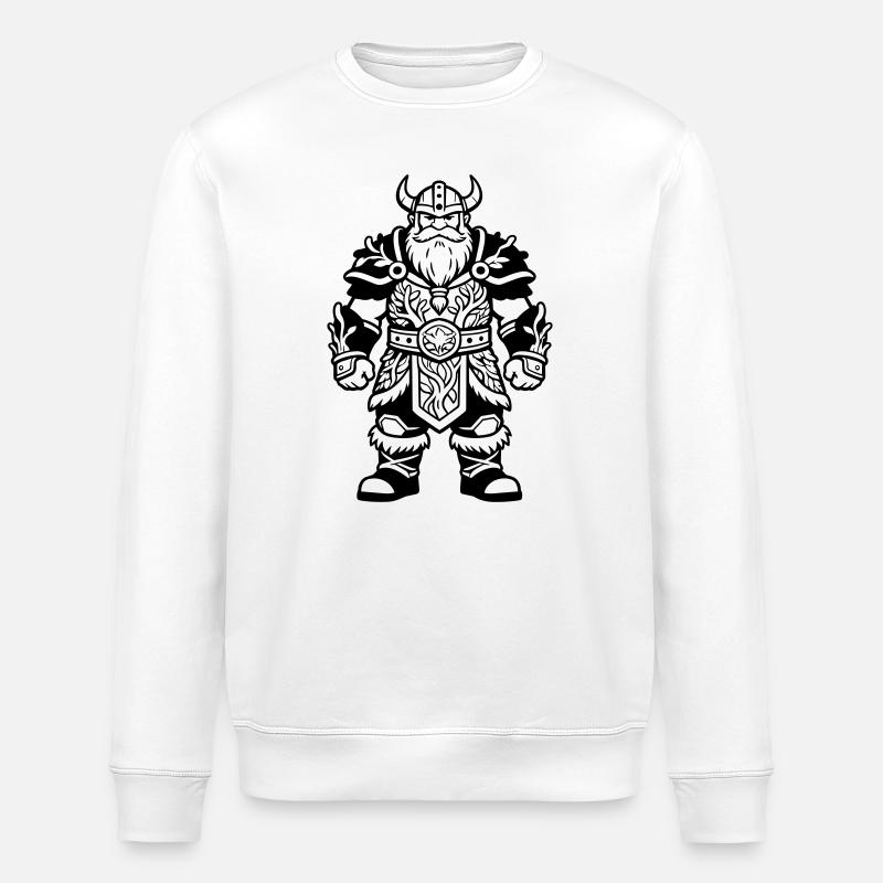 Zwerg mit Rüstung - Stanley/Stella Unisex Bio-Sweatshirt ROLLER - Weiß
