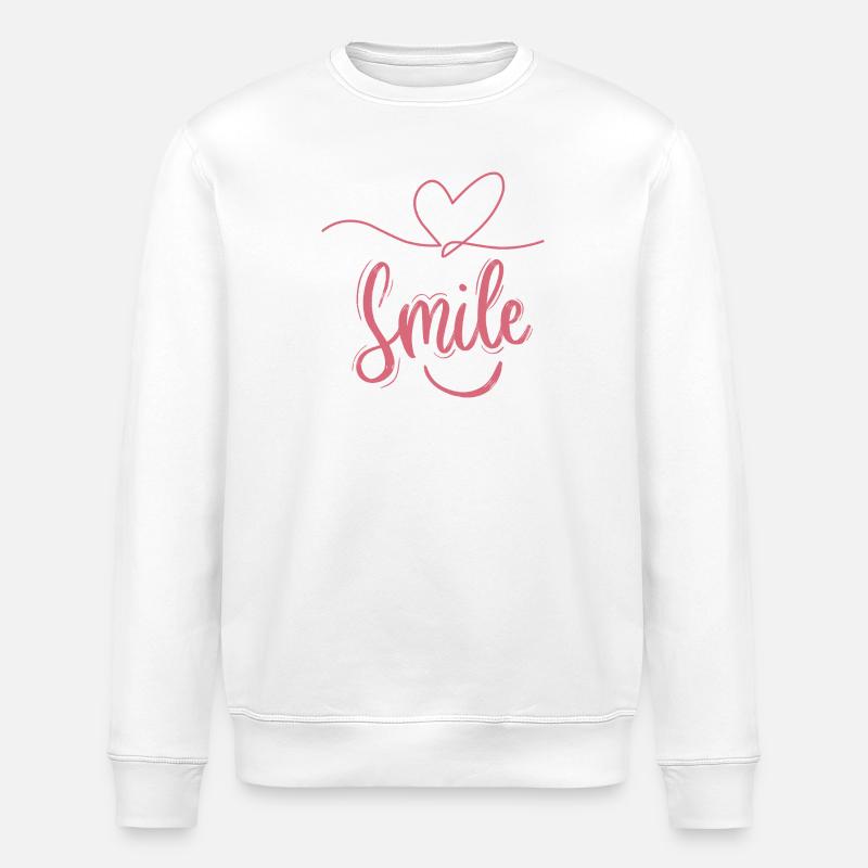 Smile Herzschrift Pink - Stanley/Stella Unisex Bio-Sweatshirt ROLLER - Weiß