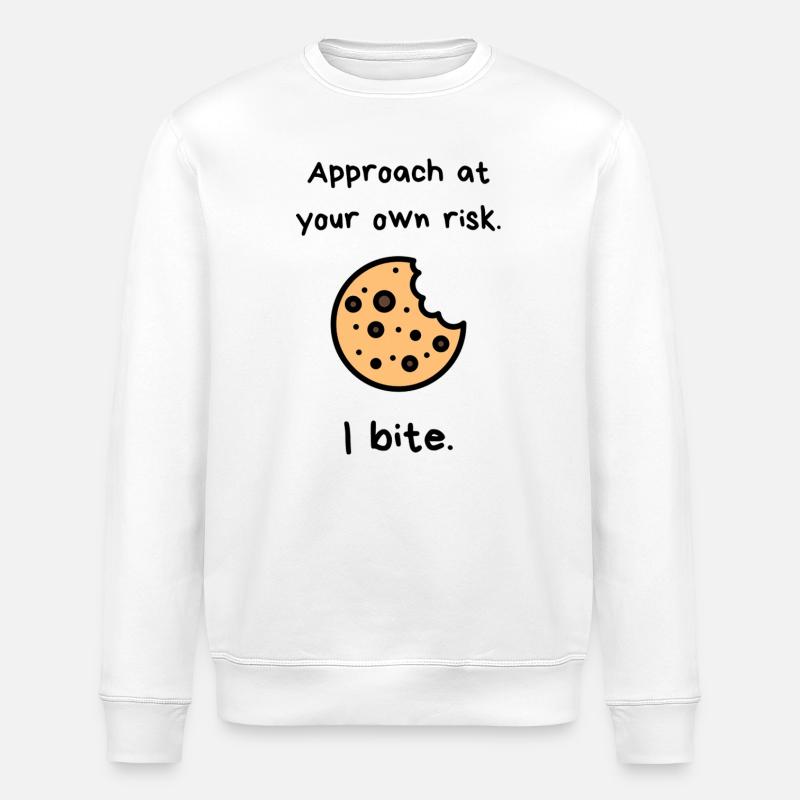 Chocolate Chip Cookie Bite - Stanley/Stella ROLLER Unisex Organic Sweatshirt - white
