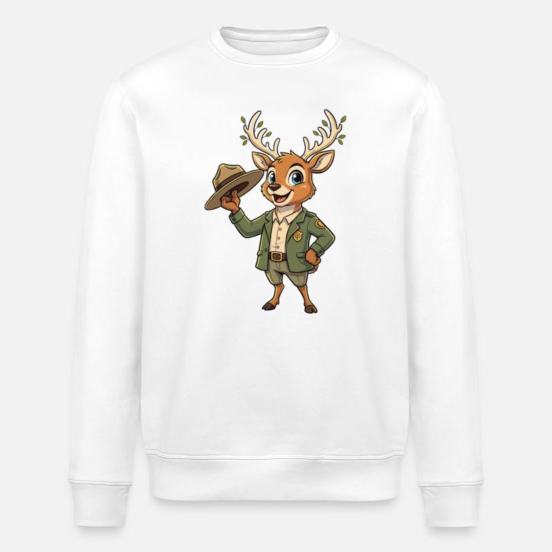 Forest Trail Ranger Deer - Stanley/Stella ROLLER Unisex Organic Sweatshirt - white