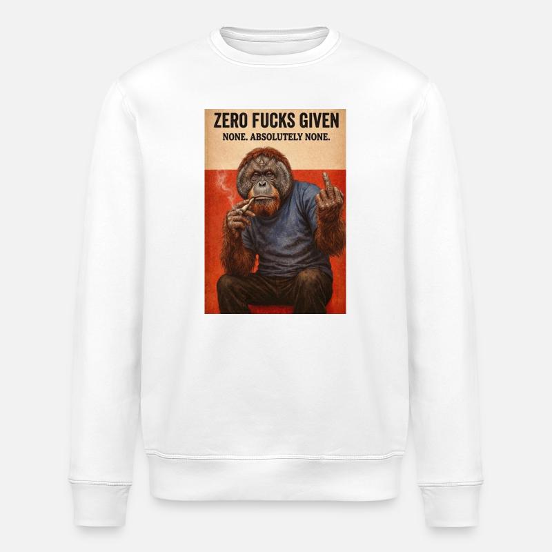 Zero Fucks Given Ape - Stanley/Stella ROLLER Unisex Organic Sweatshirt - white