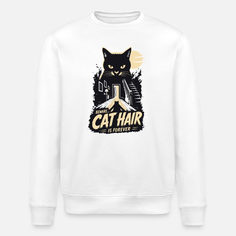 Beware Cat Hair Forever - Stanley/Stella ROLLER Unisex Organic Sweatshirt - white