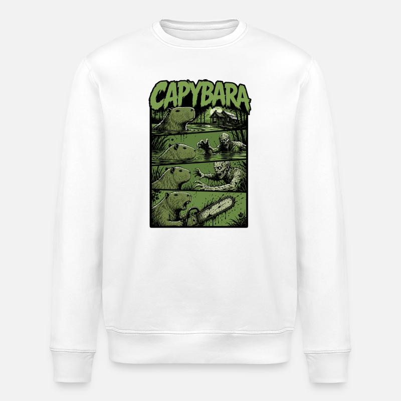 Zombie Sumpf Capybara - Stanley/Stella Unisex Bio-Sweatshirt ROLLER - Weiß