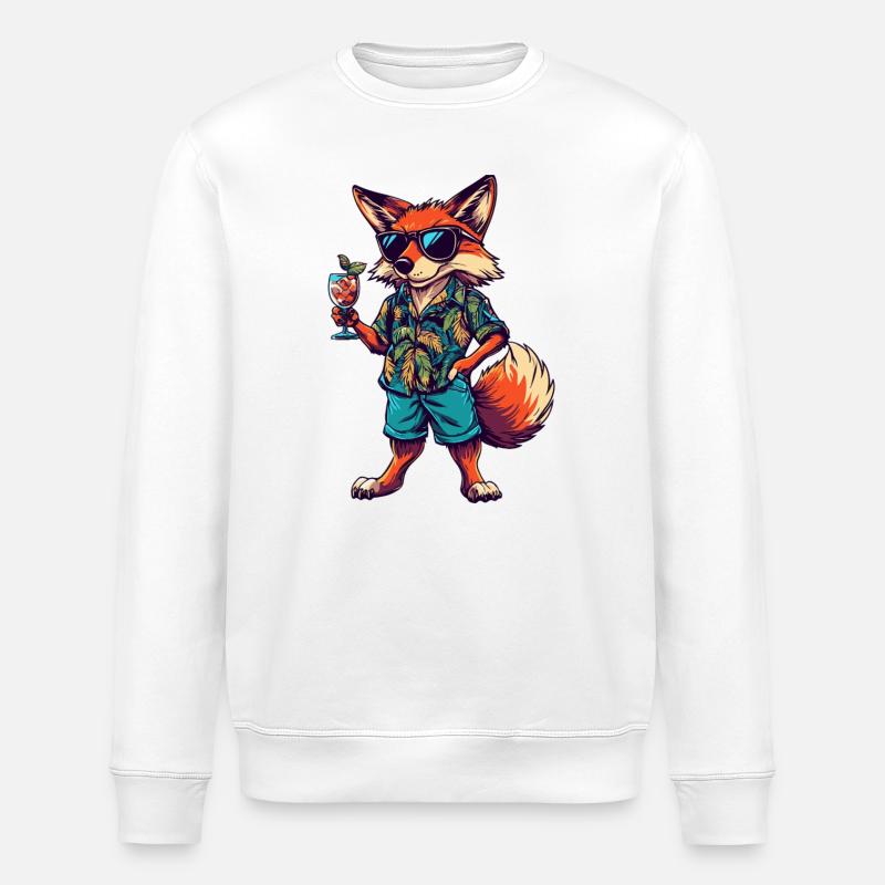 Fuchs Comic Sommer - Stanley/Stella Unisex Bio-Sweatshirt ROLLER - Weiß