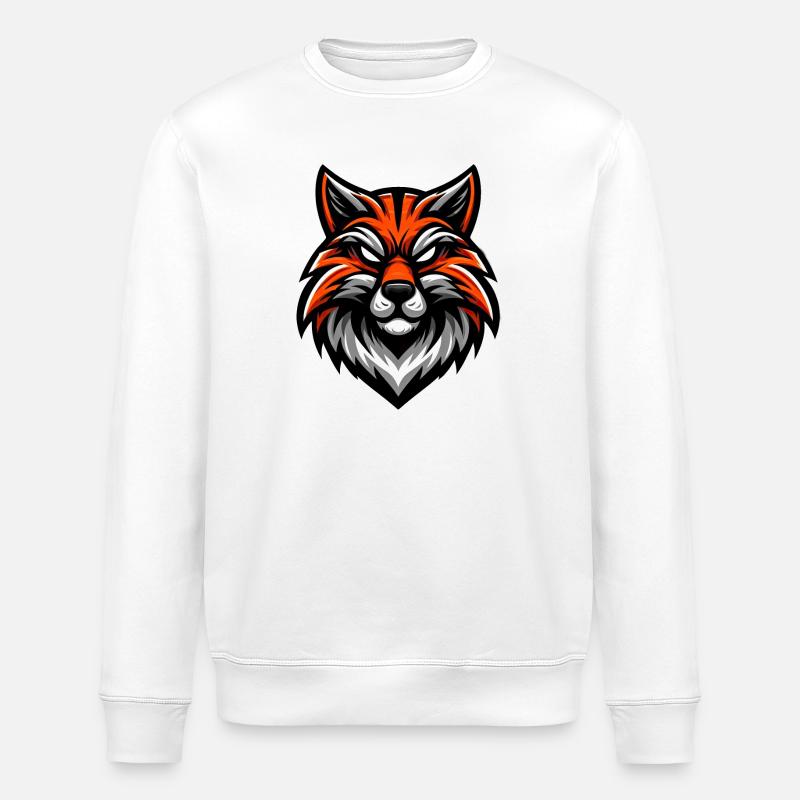 Ginger Cat Illustration - Stanley/Stella ROLLER Unisex Organic Sweatshirt - white