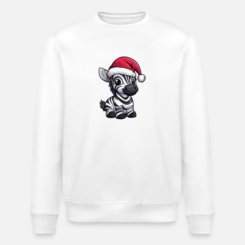 Zebra Christmas - Stanley/Stella ROLLER Unisex Organic Sweatshirt - white