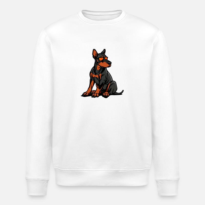 Doberman chien bande dessinée cool - Sweat bio ROLLER Stanley/Stella Unisexe - blanc