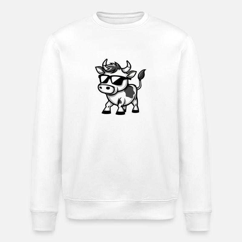Cow Comic Cool - Stanley/Stella ROLLER Unisex Organic Sweatshirt - white
