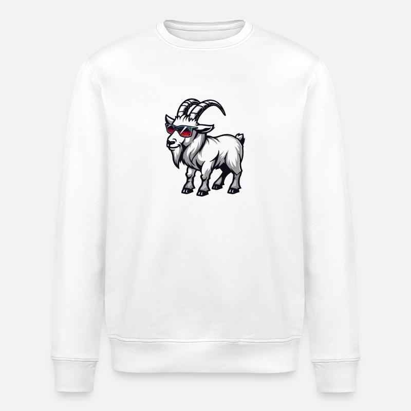 Mountain Goat Comic Cool - Stanley/Stella ROLLER Unisex Organic Sweatshirt - white