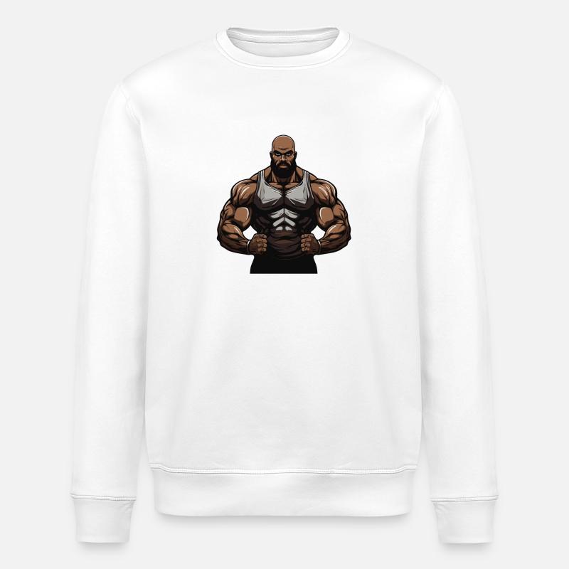 Workout Bodybuilder Muscles - Stanley/Stella ROLLER Unisex Organic Sweatshirt - white