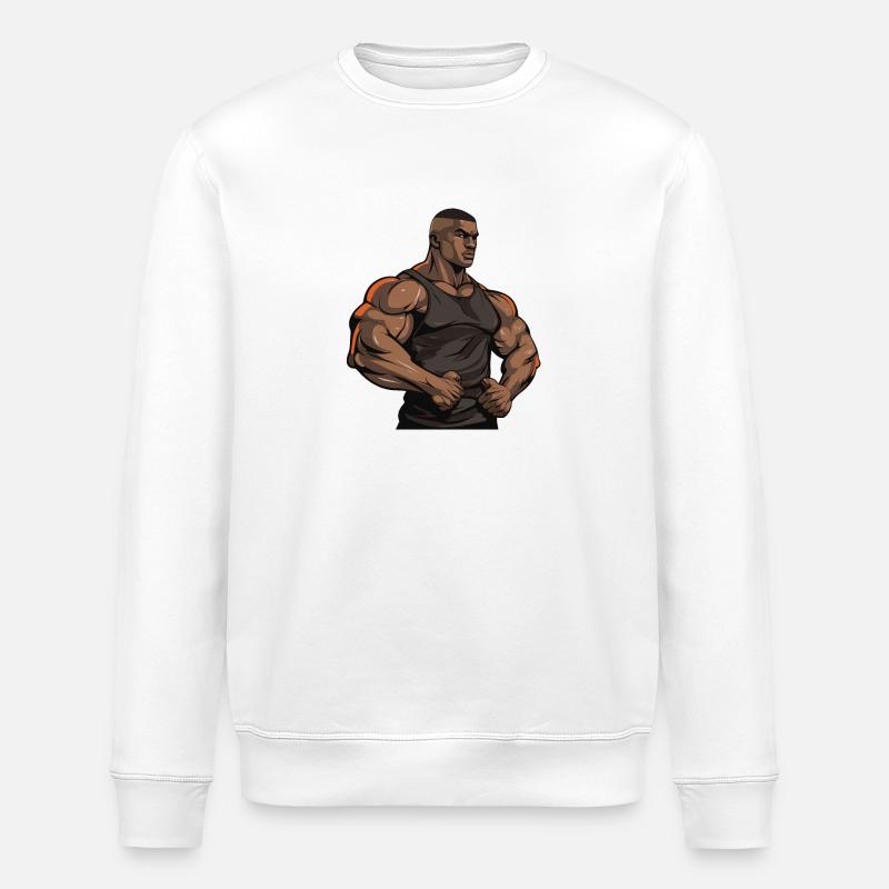 Workout Bodybuilder Muscles - Stanley/Stella ROLLER Unisex Organic Sweatshirt - white