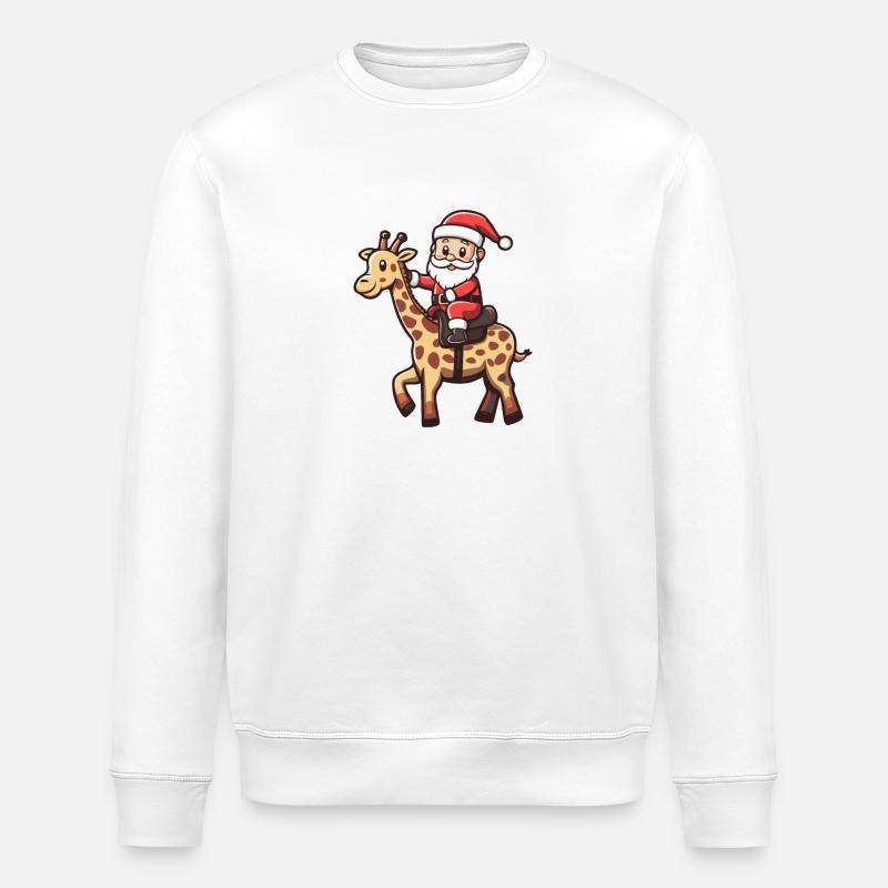 Giraffe Weihnachtsmann Cartoon - Stanley/Stella Unisex Bio-Sweatshirt ROLLER - Weiß