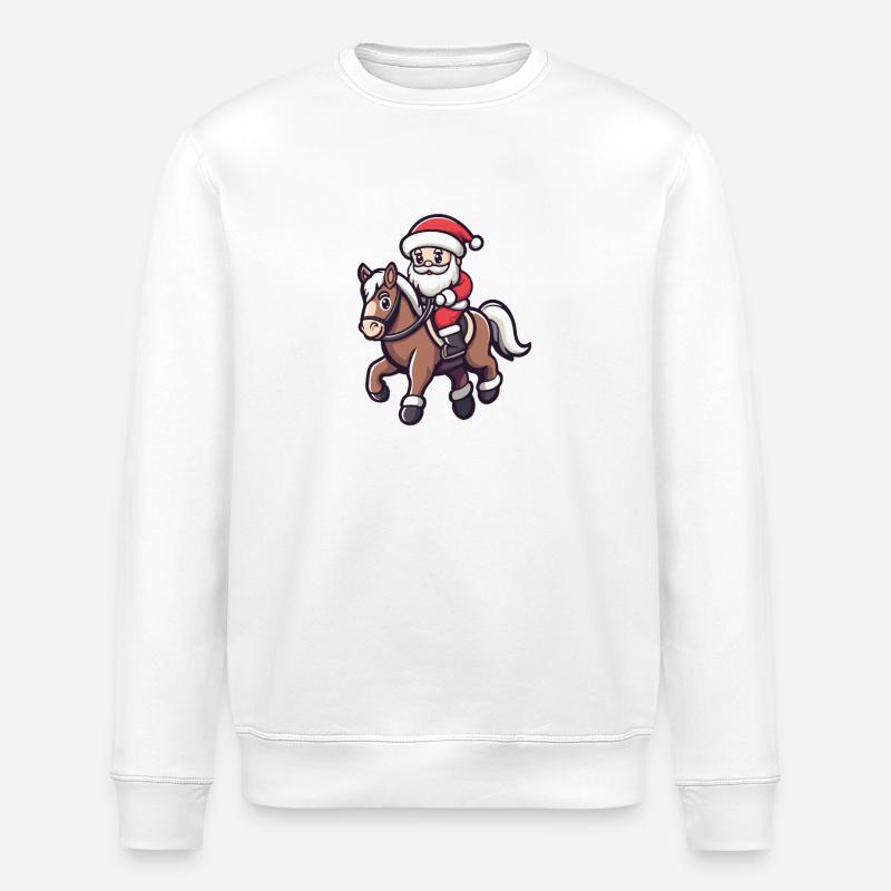 Pferd Weihnachtsmann Cartoon - Stanley/Stella Unisex Bio-Sweatshirt ROLLER - Weiß