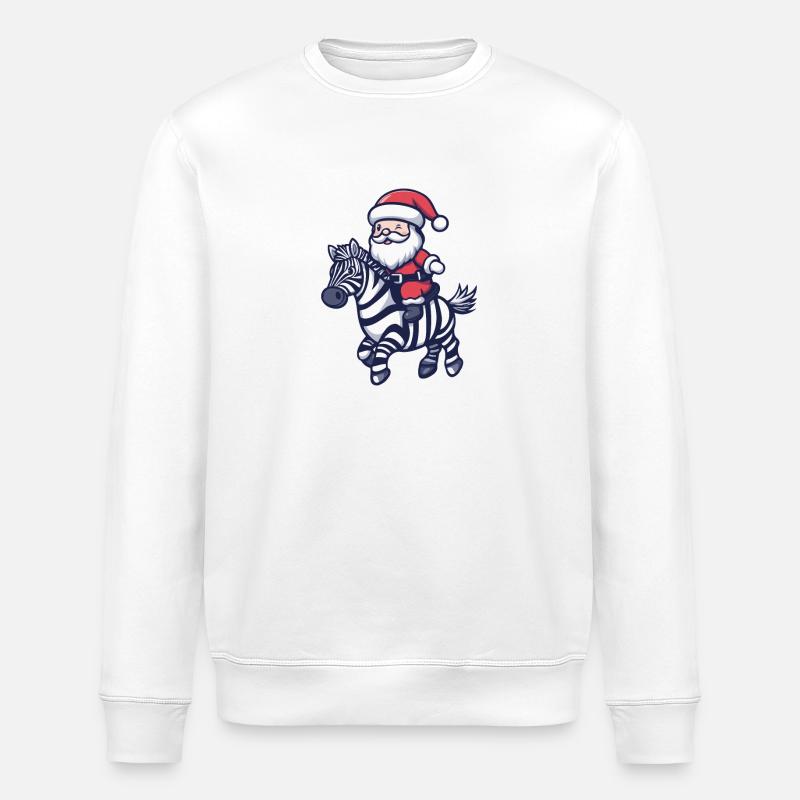 Zebra Weihnachtsmann Cartoon - Stanley/Stella Unisex Bio-Sweatshirt ROLLER - Weiß