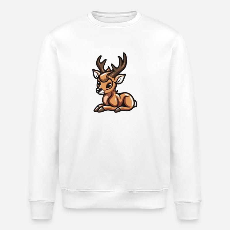 Deer Comic - Stanley/Stella ROLLER Unisex Organic Sweatshirt - white