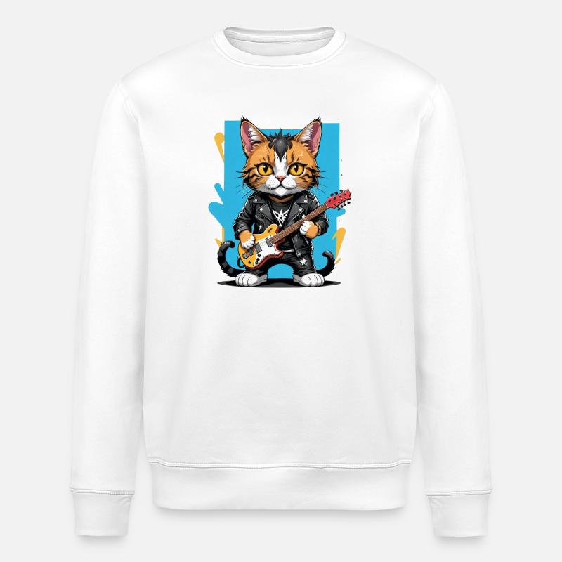 Cat Rocker Cat HardRock Gift - Sweat bio ROLLER Stanley/Stella Unisexe - blanc