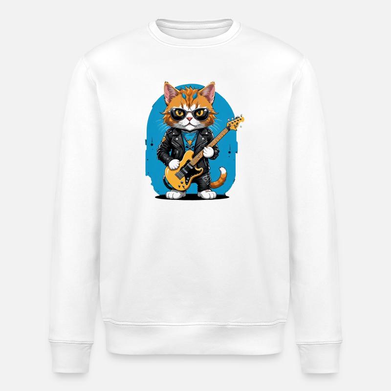 Cat Rocker Katze HardRock Geschenk - Stanley/Stella Unisex Bio-Sweatshirt ROLLER - Weiß