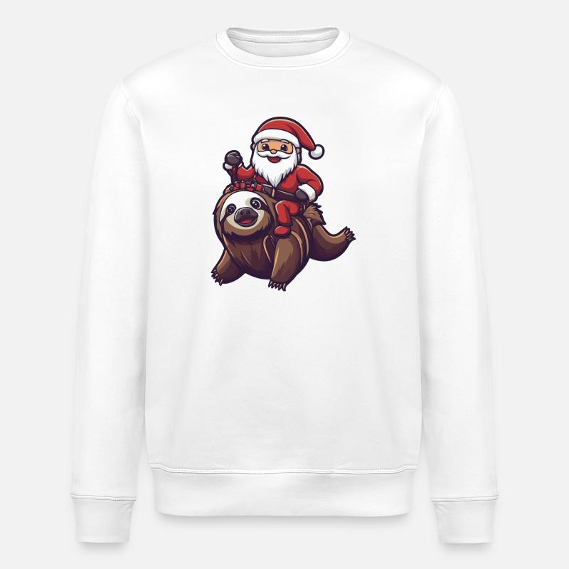 Faultier Weihnachtsmann Cartoon - Stanley/Stella Unisex Bio-Sweatshirt ROLLER - Weiß