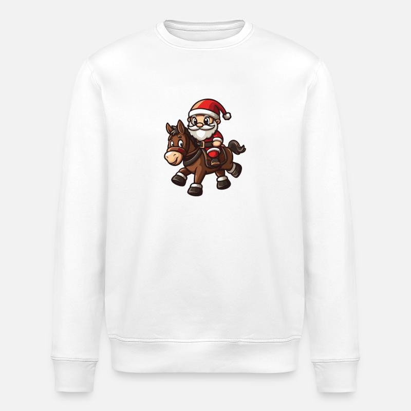 Esel Weihnachtsmann Cartoon - Stanley/Stella Unisex Bio-Sweatshirt ROLLER - Weiß