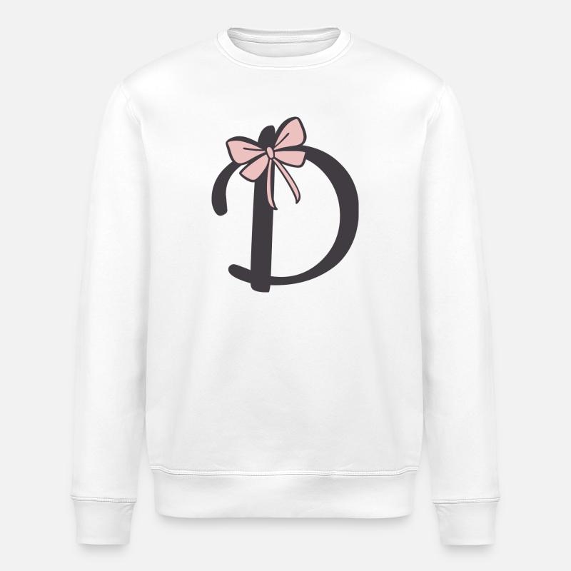Initial letter D ribbon - Stanley/Stella ROLLER Unisex Organic Sweatshirt - white