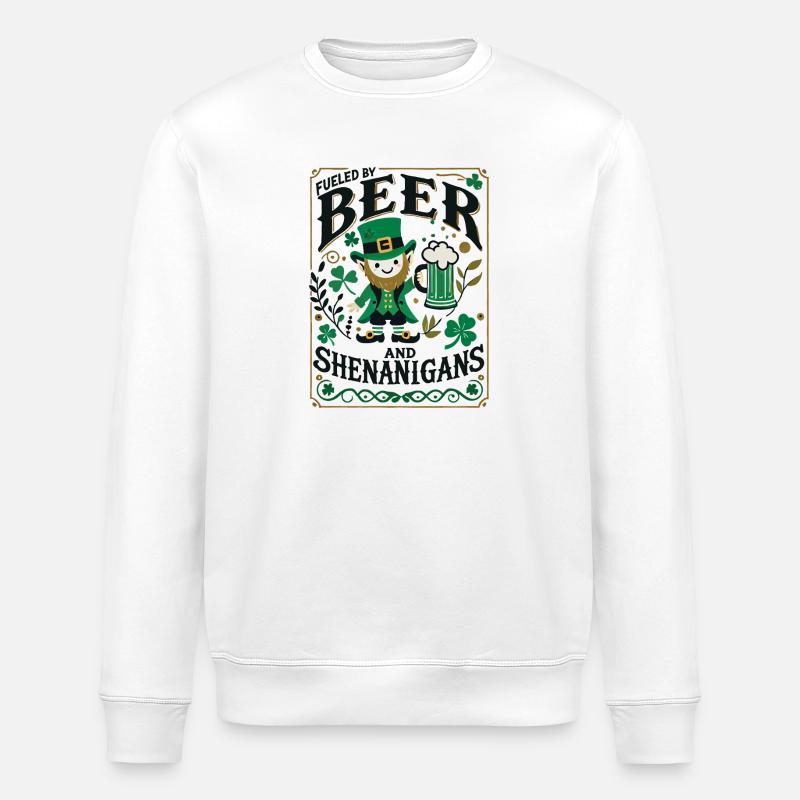 Saint-Patrick : Bière et manigances - Sweat bio ROLLER Stanley/Stella Unisexe - blanc