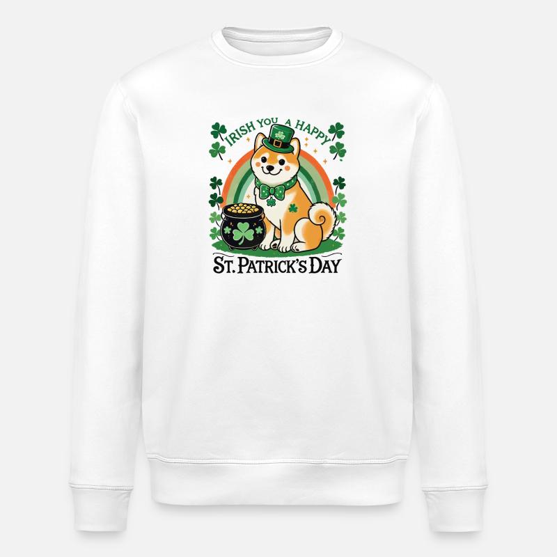 Saint-Patrick Chien heureux Arc-en-ciel - Sweat bio ROLLER Stanley/Stella Unisexe - blanc