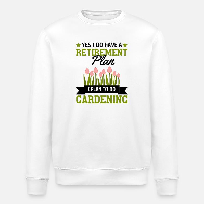 Drôle de retraite disant jardin - Sweat bio ROLLER Stanley/Stella Unisexe - blanc