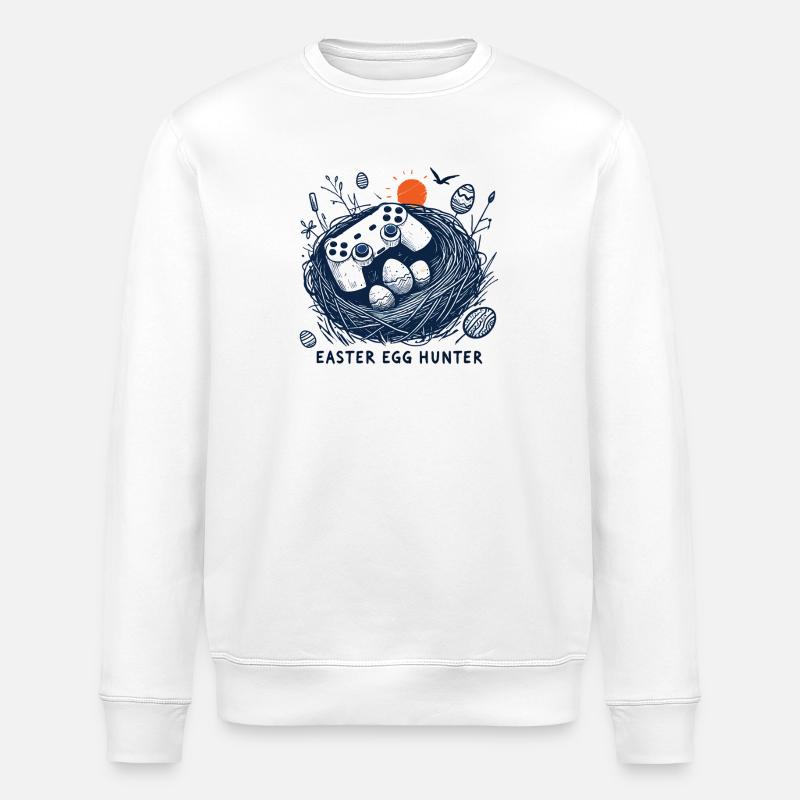 Gaming Osterei Jäger Controller Spaß - Stanley/Stella Unisex Bio-Sweatshirt ROLLER - Weiß