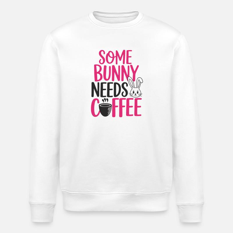 Funny Easter Bunny Coffee Design - Stanley/Stella ROLLER Unisex Organic Sweatshirt - white