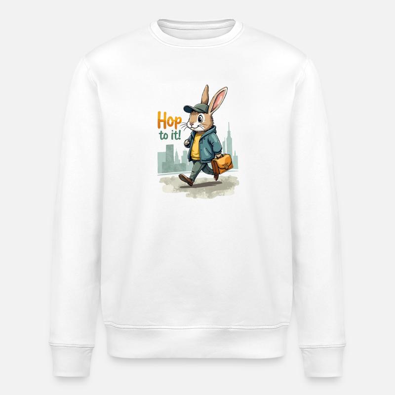 Art élégant du lapin marchant - Sweat bio ROLLER Stanley/Stella Unisexe - blanc
